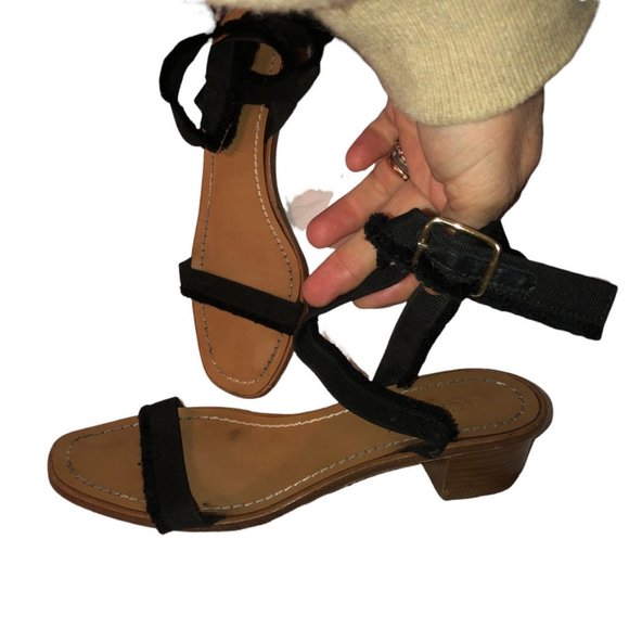 j. crew ITALY black cloth leather sandals 8